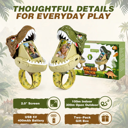 Kids Video Walkie-Talkies 2-Pack, Dinosaur Wrist Two-Way Video Chat Toy