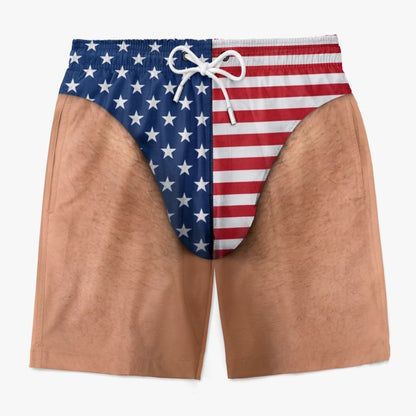 Custom Funny Patriotic Face Swim Trunks for Men