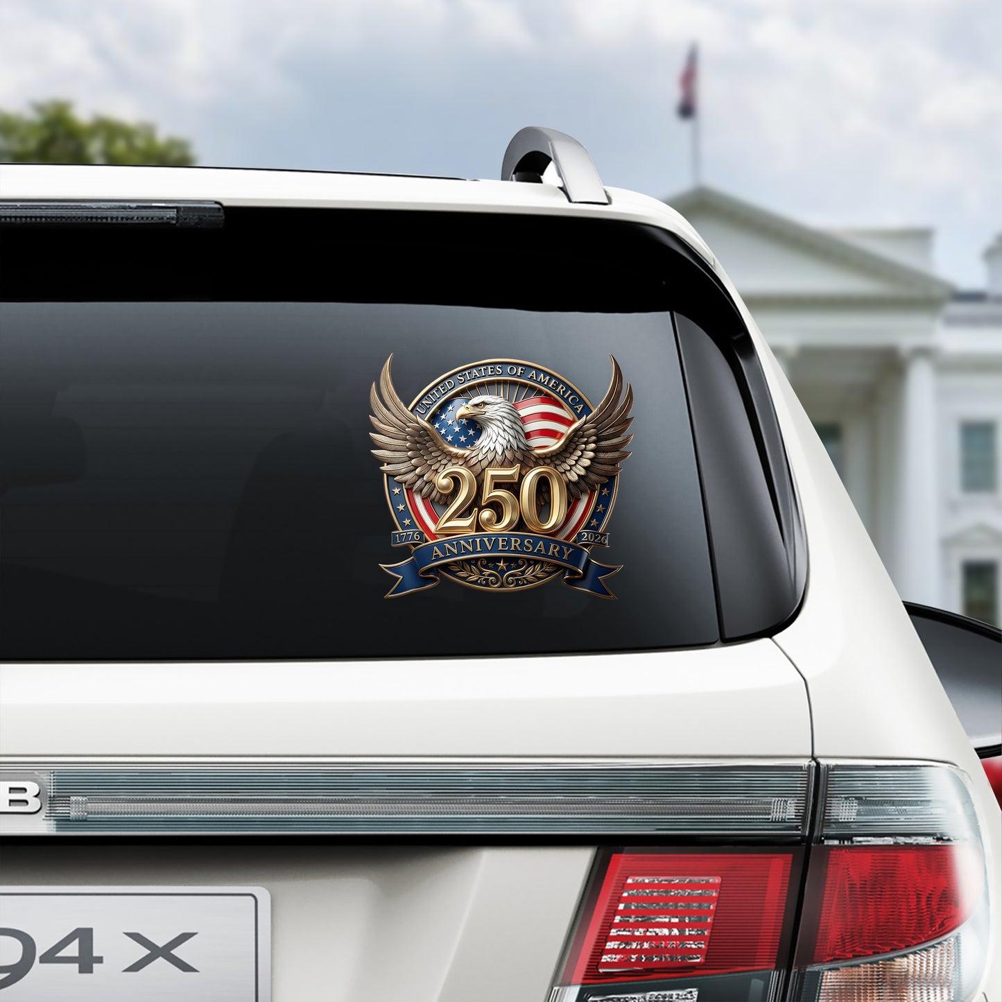 Eagles Flag USA 250th Anniversary Patriotic Car Window Decal Sticker