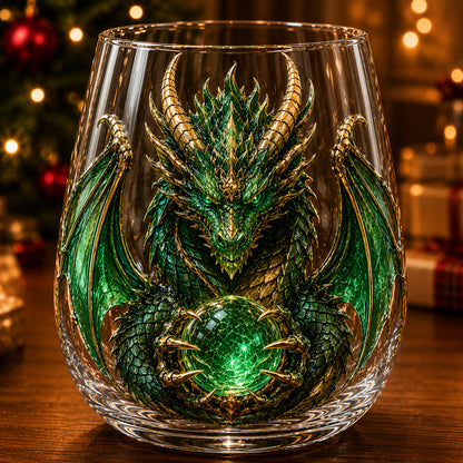 🐉✨ 3D Mythic Dragon Glass Art Cup | Luxury Raised Fantasy Glassware for Whiskey, Home Bar Décor & Legendary Gifts 🎁