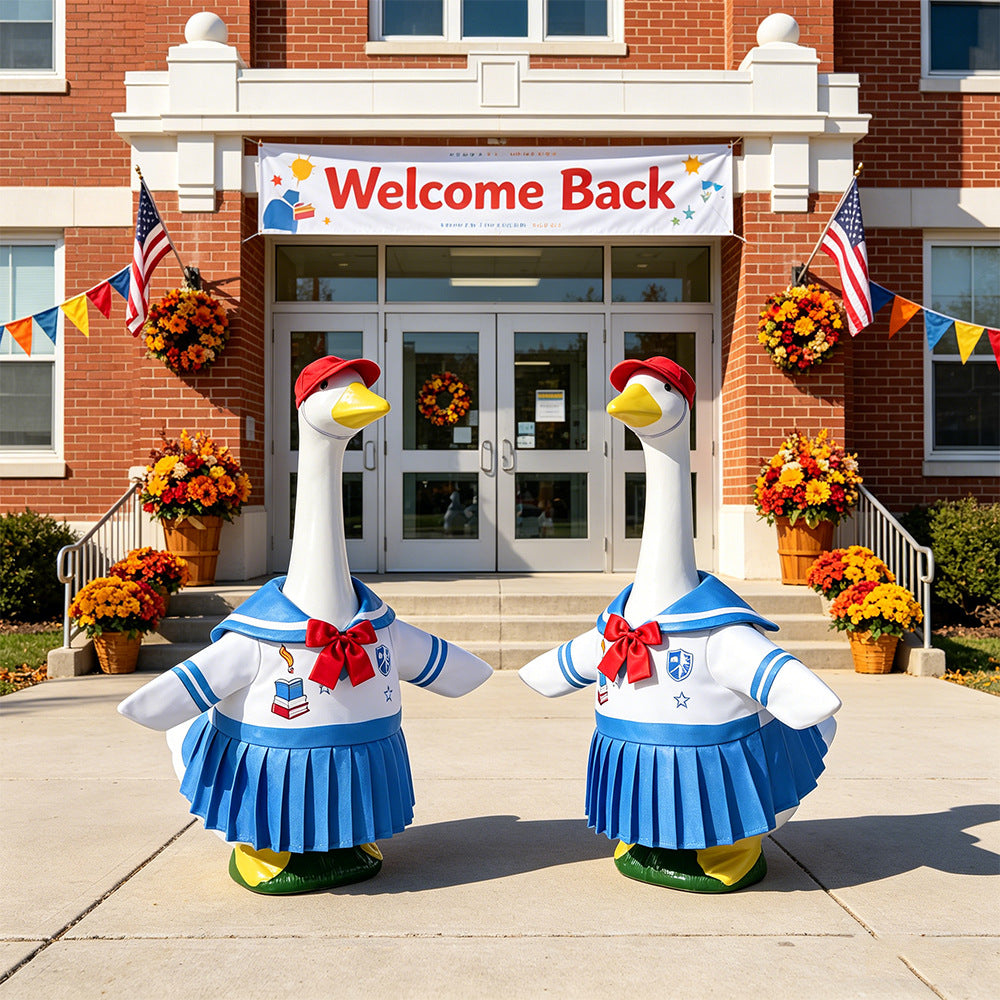 🦢VALORS TOP™School Porch Goose Outfit for 23" Plastic/ Cement Goose Statues