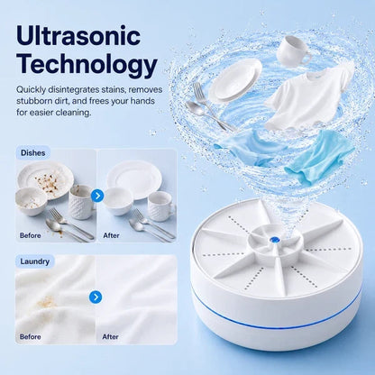🔥Christmas Sale🎁Portable Ultrasonic Washer for Dishes & Laundry