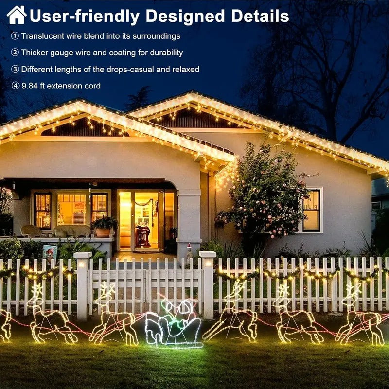 🔥Christmas Sale🎁Christmas Icicle Lights Outdoor, 164FT 1600 LED Remote-Controlled Plug-In Connectable String Lights, 8 Modes, IP65 Waterproof for Roof Eave, Gutters, House, Patio, Tree, Holiday Xmas Decor