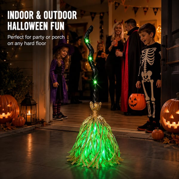 ⭐Animated Moving Witch Broom- Light‑Sound‑Motion