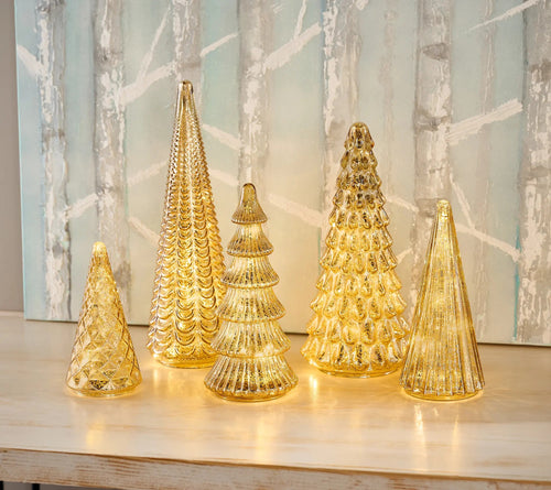 🔥Christmas Sale🎁Set of 5 Illuminated Mercury Christmas Trees