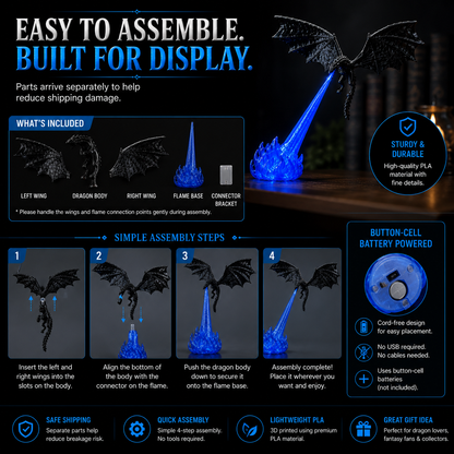 🔥 HOT SALE 🐉 Fire-Breathing Dragon LED Display | Bring Your Bookshelf to Life