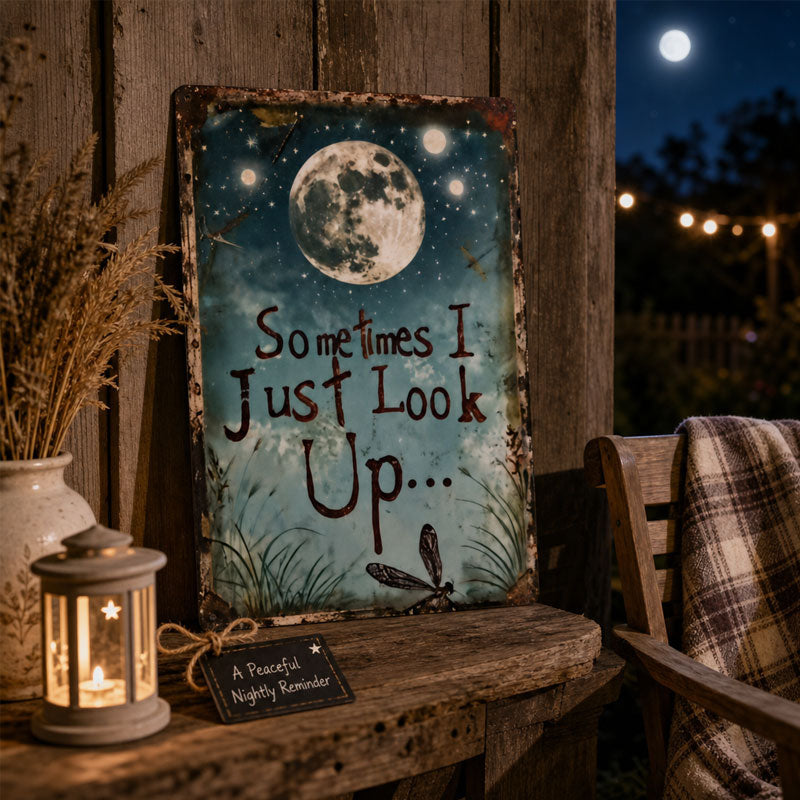 😆Retro Night Sky Metal Sign – “Sometimes I just look up…”