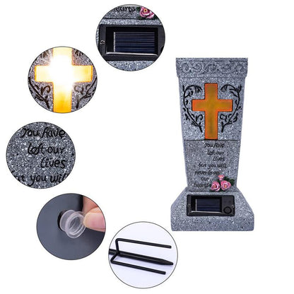 💥Solar LED Grave Vase with Ground Spike for Cemetery Headstones – Memorial Flower Holder