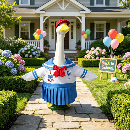 🦢VALORS TOP™School Porch Goose Outfit for 23" Plastic/ Cement Goose Statues