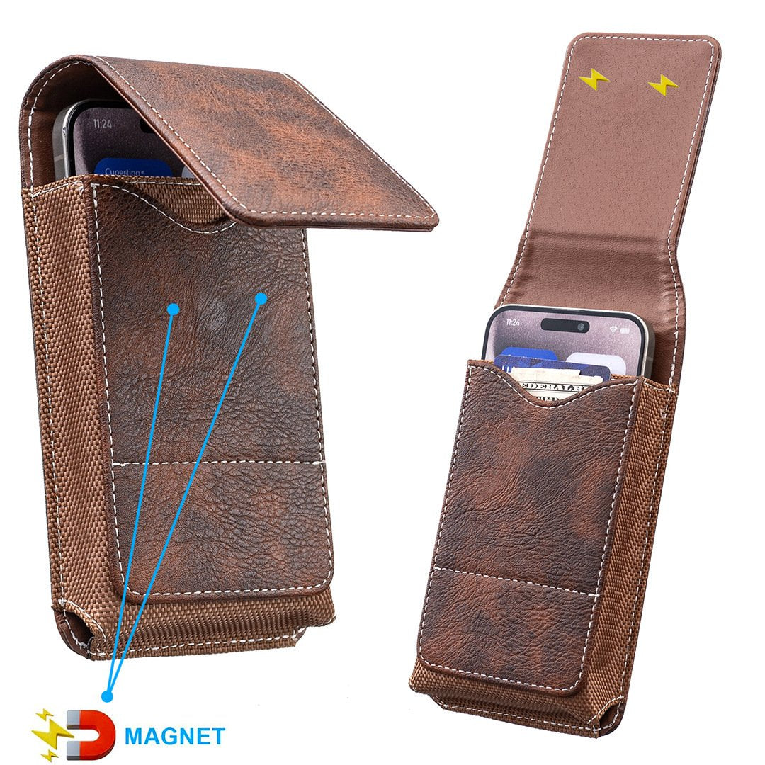 Waist Belt Cell Phone Pouch 📱 Multi-Pocket Leather Card Holder