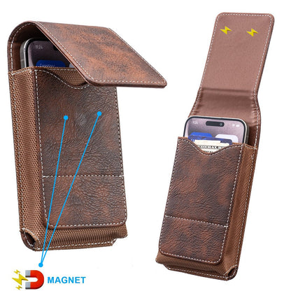 Waist Belt Cell Phone Pouch 📱 Multi-Pocket Leather Card Holder