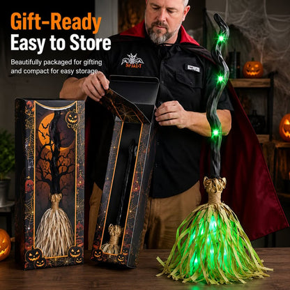 ⭐Animated Moving Witch Broom- Light‑Sound‑Motion
