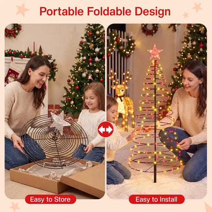 🔥Christmas Sale🎁Christmas Large 47in Solar Spiral Christmas Decorative Lights - 8 Modes, Color Changing Foldable, Solar-Powered