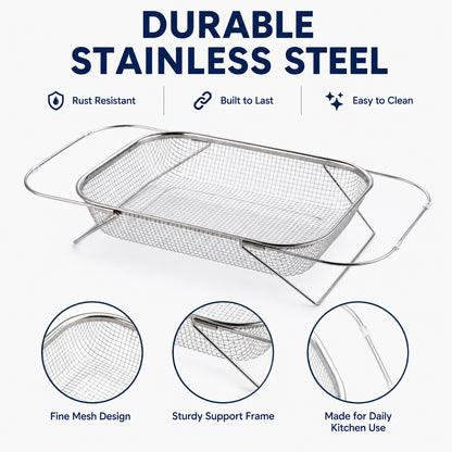 🧺 Stainless Steel Adjustable Over-the-Sink Drainer Basket