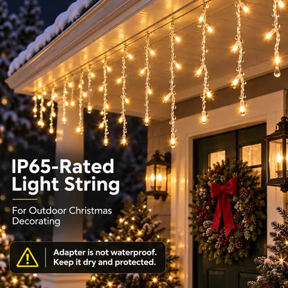 🔥Christmas Sale🎁Christmas Icicle Lights Outdoor, 164FT 1600 LED Remote-Controlled Plug-In Connectable String Lights, 8 Modes, IP65 Waterproof for Roof Eave, Gutters, House, Patio, Tree, Holiday Xmas Decor
