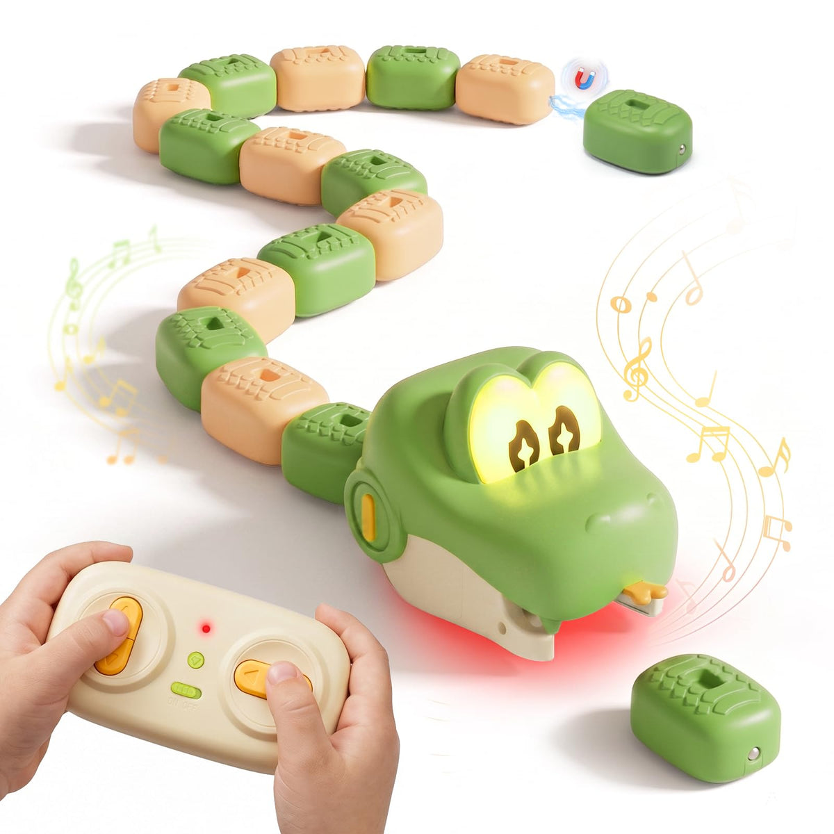 🐍🎮2 Pack Magnetic Snake Game, RC Eating Snake Toys for Kids