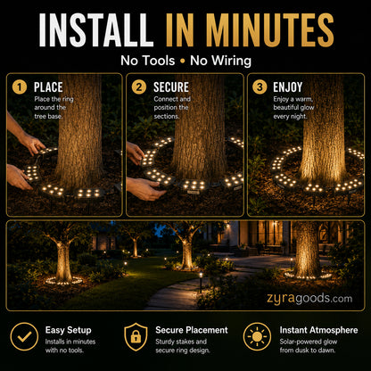 🌳💡 Ring-Shaped Solar Tree Lights – Weatherproof Outdoor Spotlights Ideal for Trees, Pillars, and Gardens