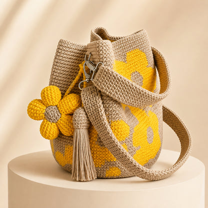 Handwoven Flower Bucket Bag