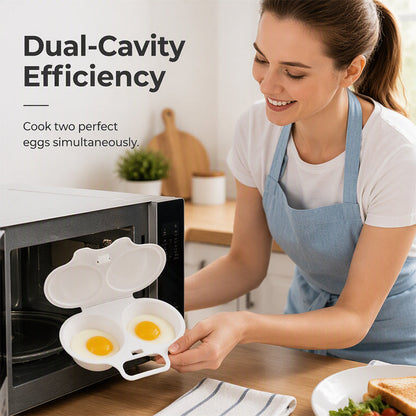 Microwave Egg Poacher——Dual‑cavity, non‑stick & easy clean. Healthier than frying – stock up & save! 🏠✅