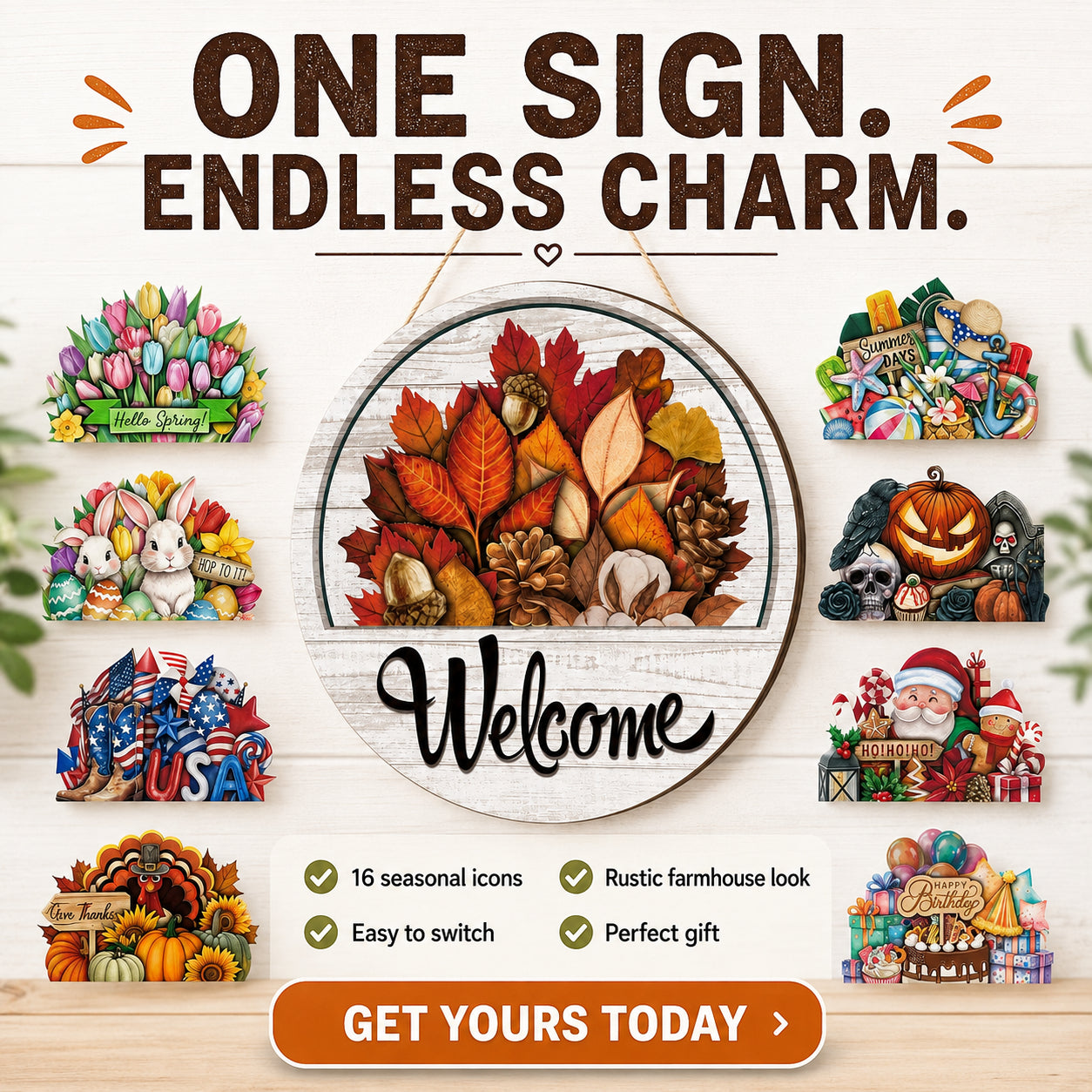 16 Pcs Interchangeable Welcome Sign for Front Door