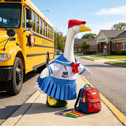 🦢VALORS TOP™School Porch Goose Outfit for 23" Plastic/ Cement Goose Statues