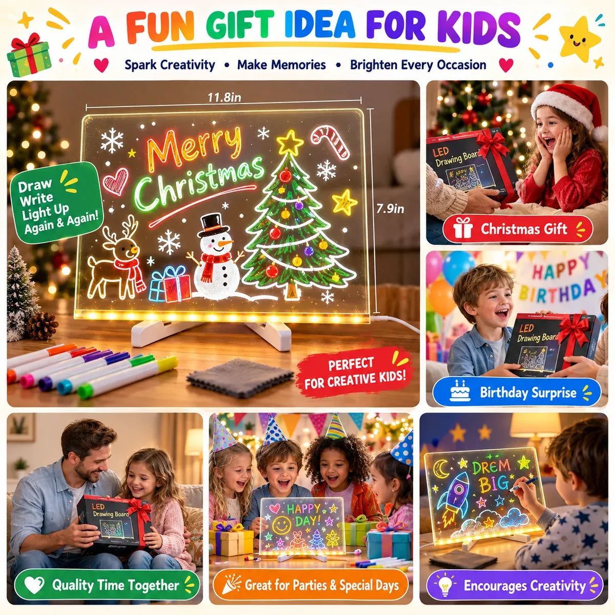✨ Reusable LED Message Board – Write, Glow, Wipe & Create Again