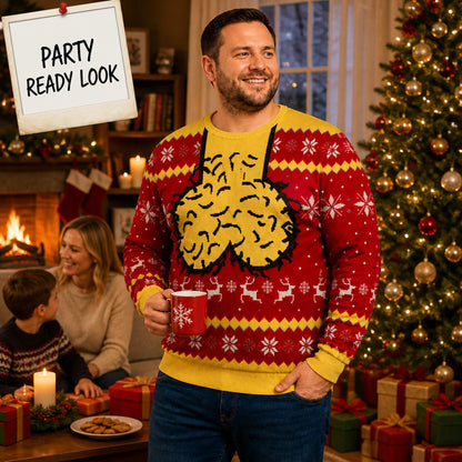 Funny Brain Ugly Christmas Sweater for Men – Festive Holiday Novelty PulloverFunny Brain Ugly Christmas Sweater for Men – Festive Holiday Novelty Pullover