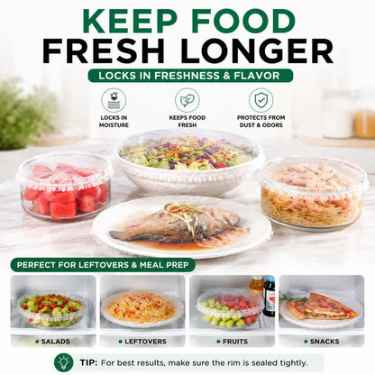 100PCS Disposable Stretch Food Covers for Bowls & Plates