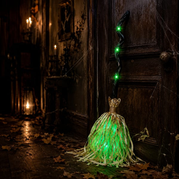 ⭐Animated Moving Witch Broom- Light‑Sound‑Motion