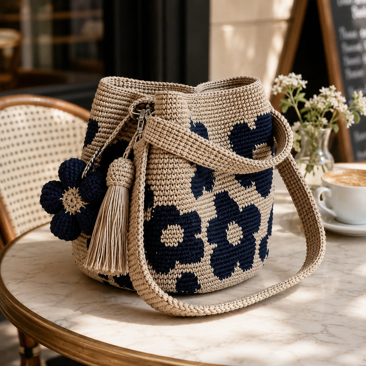 Handwoven Flower Bucket Bag