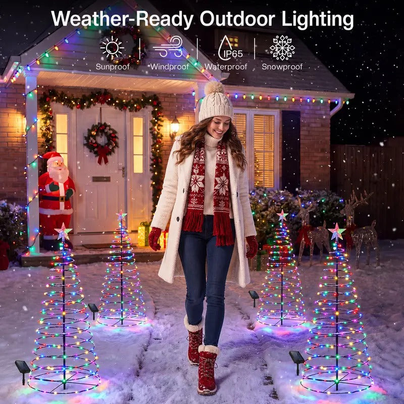 🔥Christmas Sale🎁Christmas Large 47in Solar Spiral Christmas Decorative Lights - 8 Modes, Color Changing Foldable, Solar-Powered