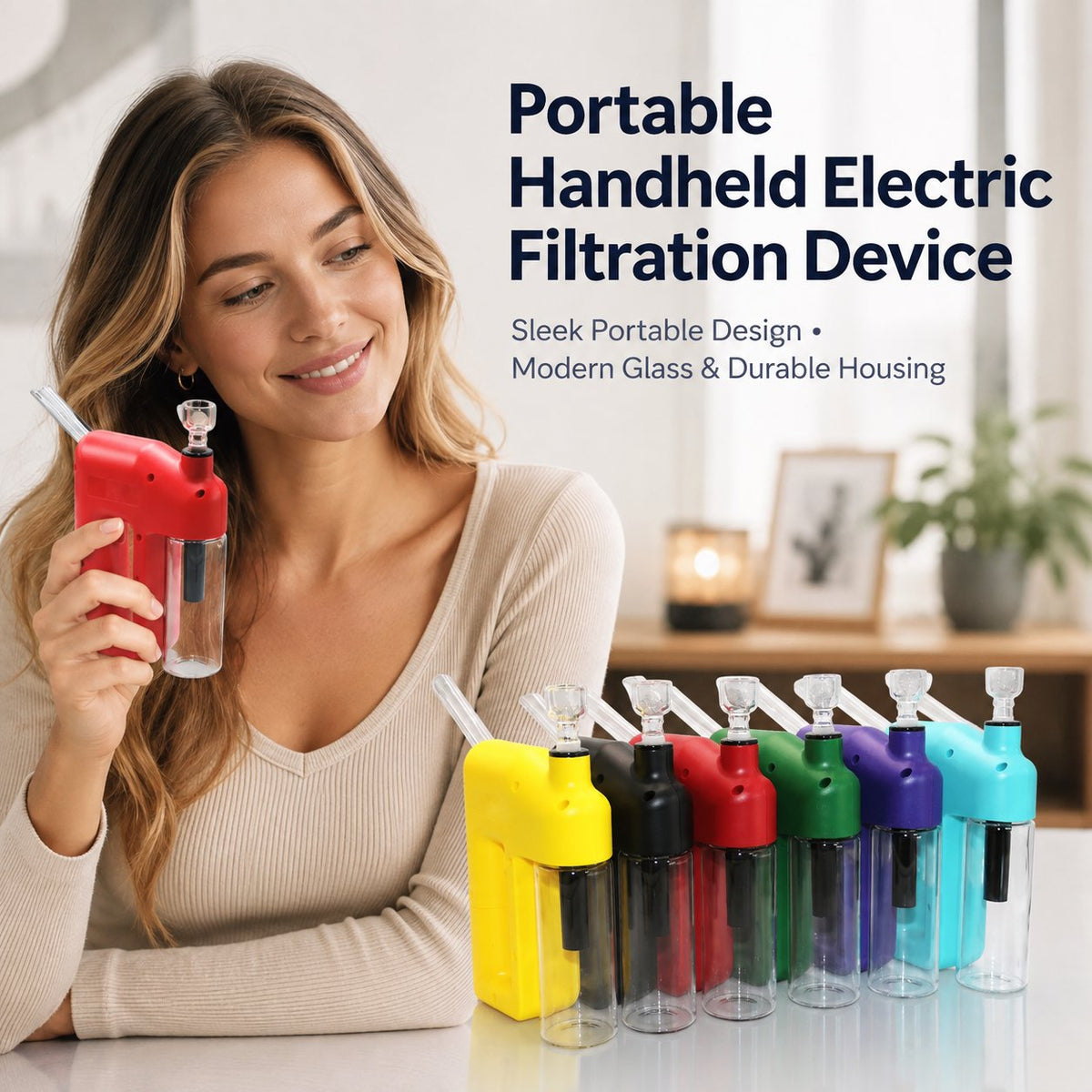 Portable Handheld Electric Filtration Device | Compact Glass Chamber Design with Electric-Assisted Operation & 6 Color Options ✨