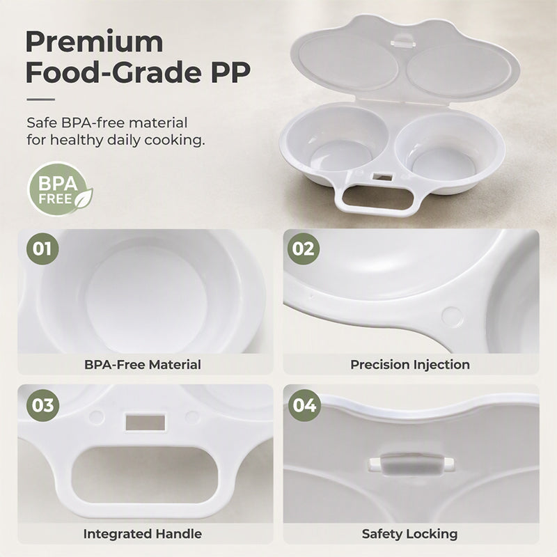 Microwave Egg Poacher——Dual‑cavity, non‑stick & easy clean. Healthier than frying – stock up & save! 🏠✅