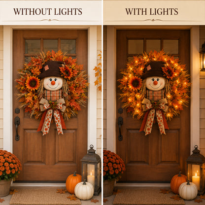 🔥🍁 Fall Favorite – Lighted Scarecrow Front Door Wreath
