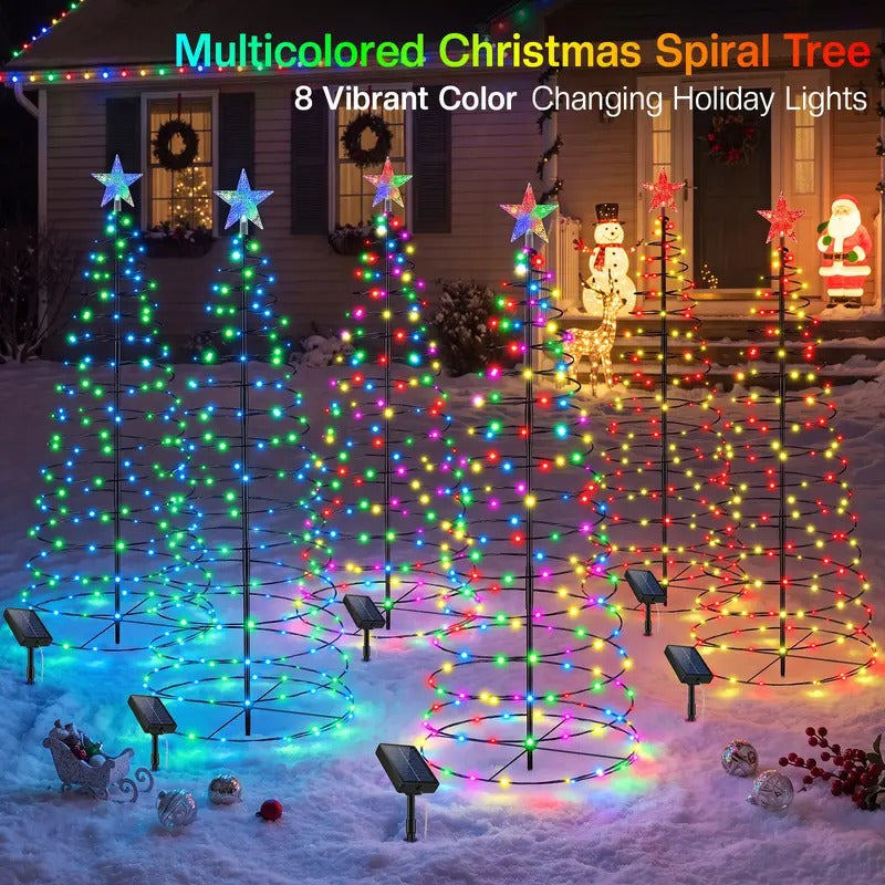🔥Christmas Sale🎁Christmas Large 47in Solar Spiral Christmas Decorative Lights - 8 Modes, Color Changing Foldable, Solar-Powered
