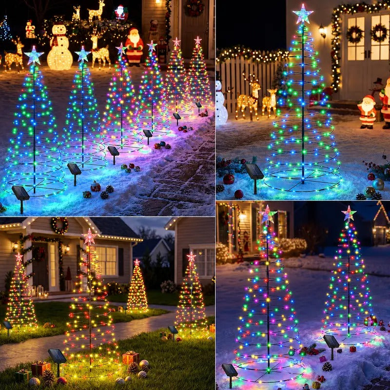 🔥Christmas Sale🎁Christmas Large 47in Solar Spiral Christmas Decorative Lights - 8 Modes, Color Changing Foldable, Solar-Powered
