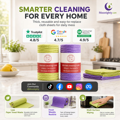 Multipurpose Reusable Tear-Off Cleaning Cloth Roll