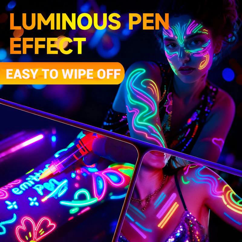 🌈UV Glow Face Paint Markers — 8-Piece Neon Set for Blacklight Parties