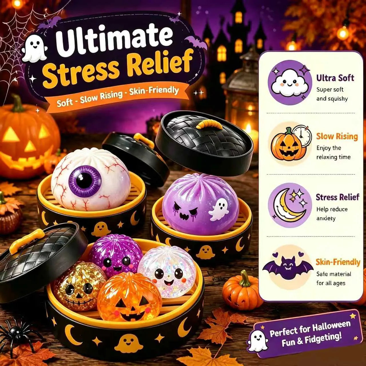 👻HALLOWEEN SALE: SCARY GHOST MARUKO SQUEEZE TOY SET — FUN &amp; SPOOKY STRESS RELIEF!🎃
