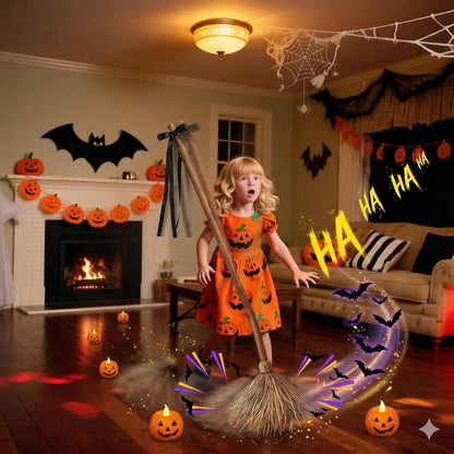 🧙‍♀️Self-Moving Halloween Witch Broom: Motion-Activated Spooky Decor