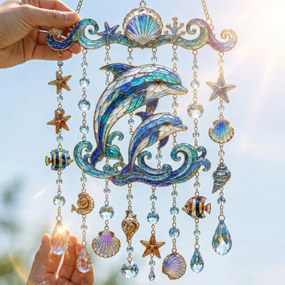 🐋Ocean-Inspired Acrylic Crystal Wind Chime– Bring the Ocean Glow to Your Garden