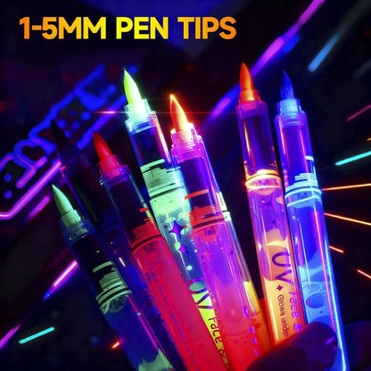 🌈UV Glow Face Paint Markers — 8-Piece Neon Set for Blacklight Parties