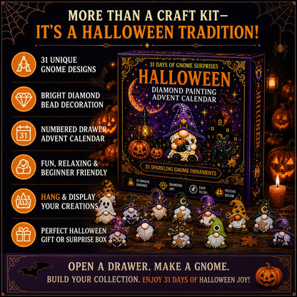 🔥HOT SALE🎃✨ 31 Days of Gnome Surprises Halloween Diamond Painting Advent Calendar