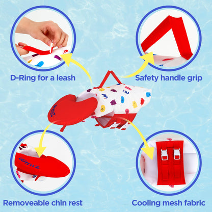 Dog Life Jacket - Pet Safety Vest with Removable Front Float & Rescue Handle