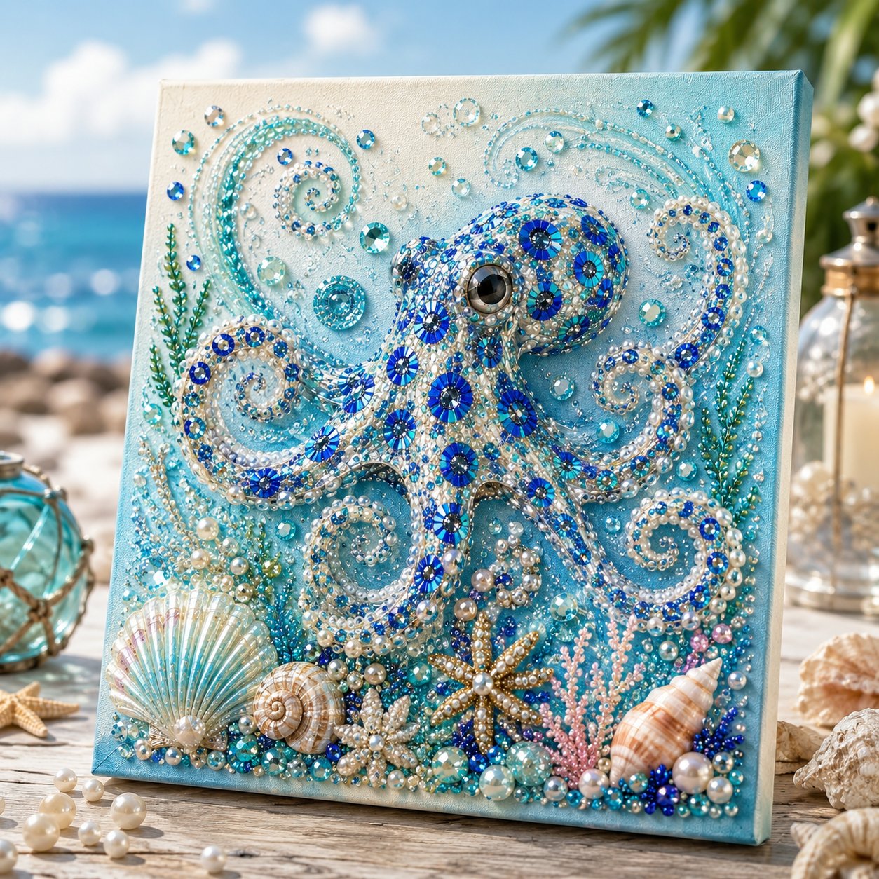🌊✨💯Ocean Theme Pearl Art DIY Kit – Relaxing DIY Craft to Create Stunning Coastal Artwork