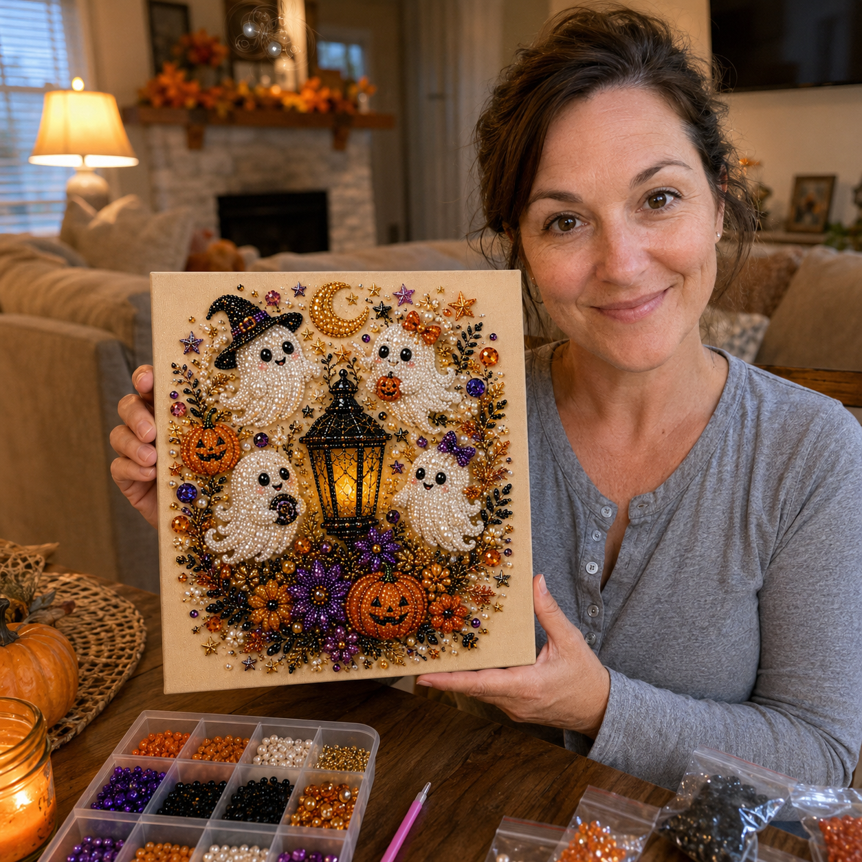 👻✨ Halloween Pearl Art DIY Kit – Turn Tiny Pearls into Spooky-Cute Magic