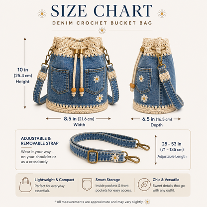 🔥Denim Crochet Bucket Bag