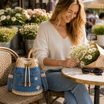 🔥Denim Crochet Bucket Bag