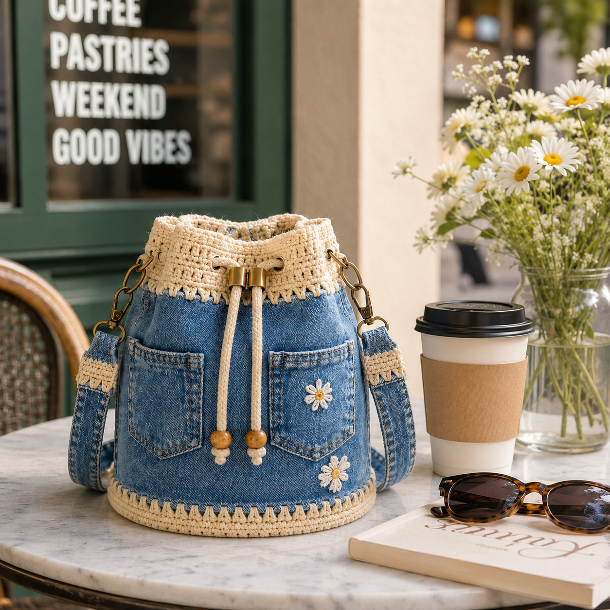 🔥Denim Crochet Bucket Bag