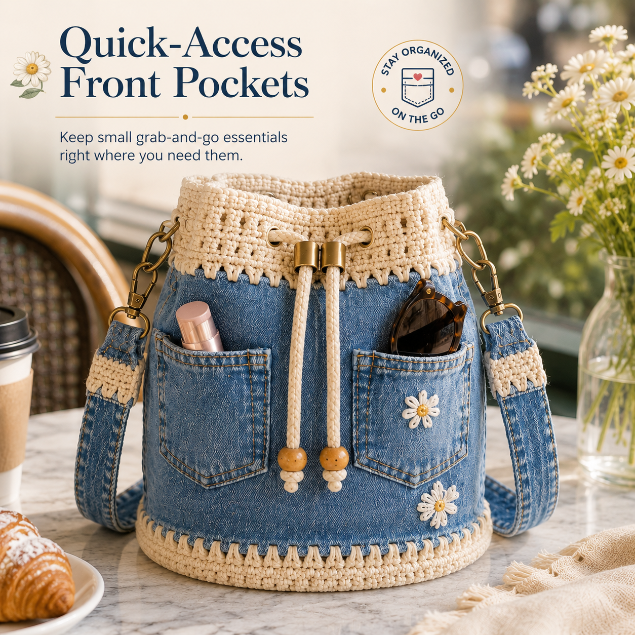 🔥Denim Crochet Bucket Bag